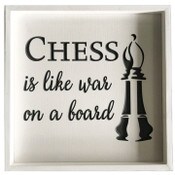 Wholesale - 16"x16" CHESS WAR-WHITE ENGRAVED MDF W/ WOOD FRAME C/P 6, UPC: 651961792826